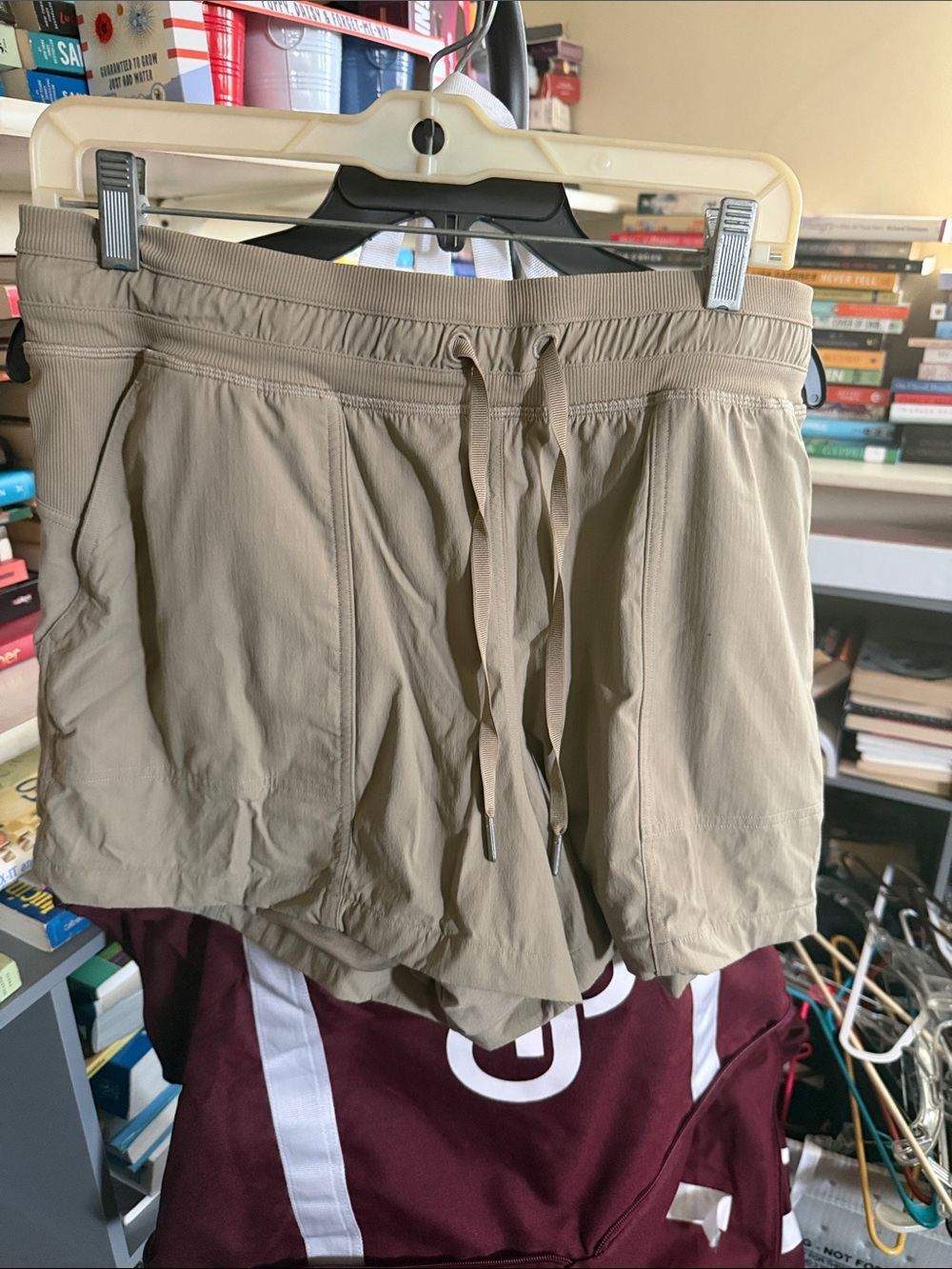 Womans Lightweight Beige Drawstring Shorts